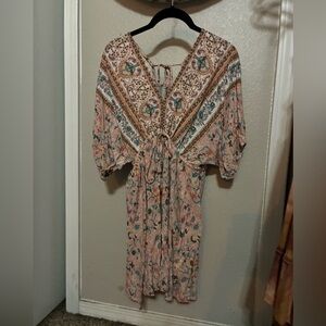 Floral Bohemian Dress with Tie Waist